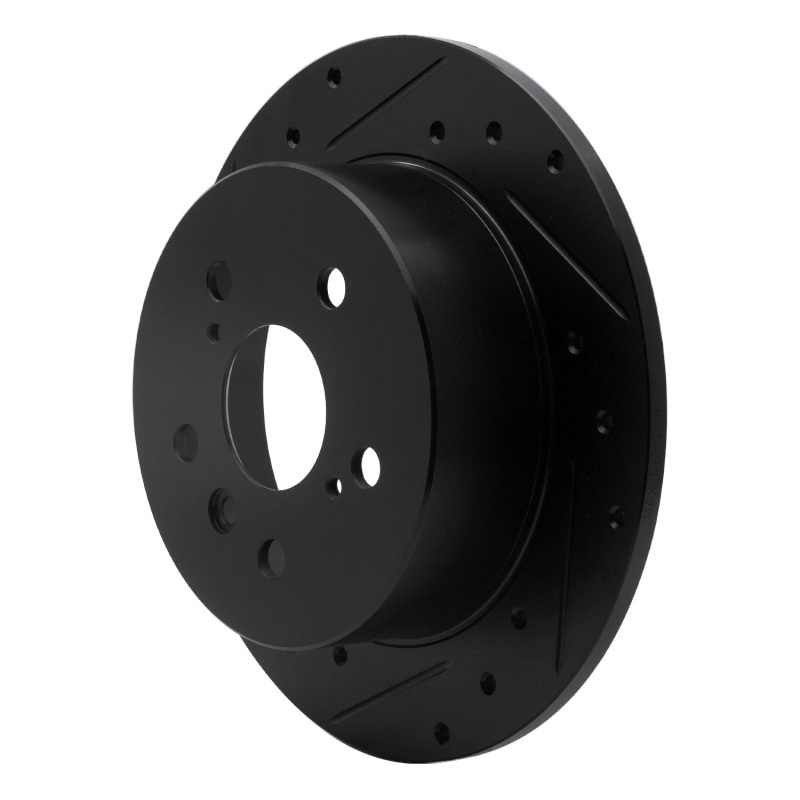 Lexus ES300H Brake Rotor (1) - Rear Left - R1 Concepts - Drilled & Slotted - Black - `12-`18